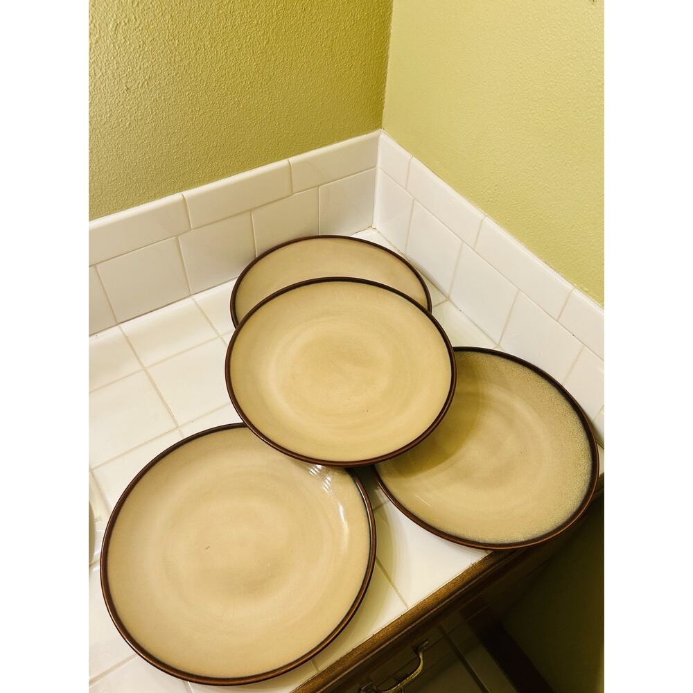 4 Vintage Sango China NOVA BROWN 4933 Dinner Plates 11-1/8" Entree Serving Plate